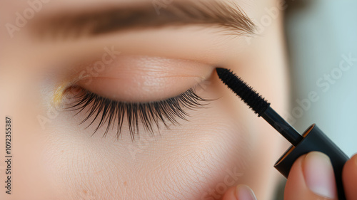 Holographic makeup tones blending seamlessly across a woman close up face