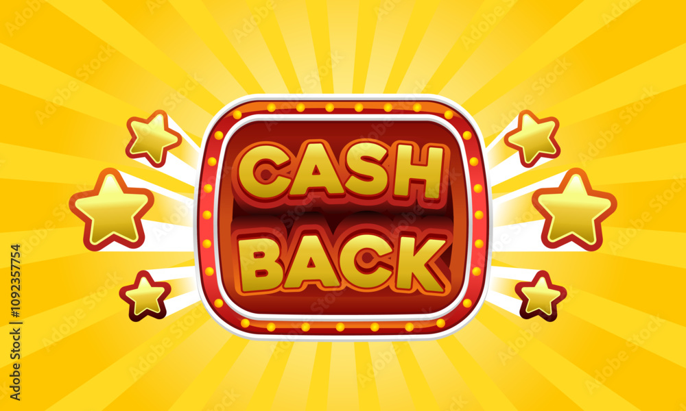 Grand cash back banner lightbox signboard Glowing Bulb light on yellow background Festive Sale concept