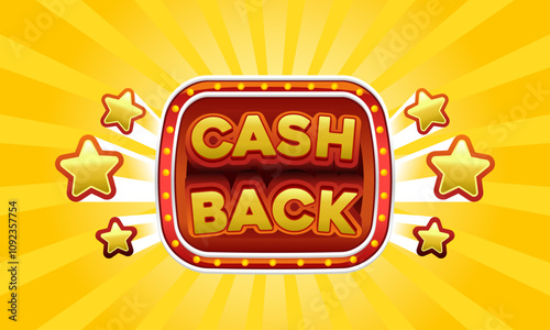 Grand cash back banner lightbox signboard Glowing Bulb light on yellow background Festive Sale concept