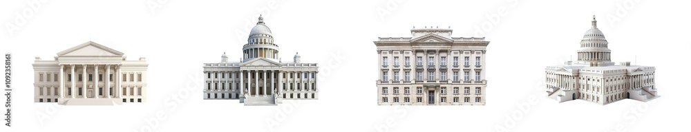 Fototapeta premium Classic Architectural Buildings Isolated Transparent Background PNG Image