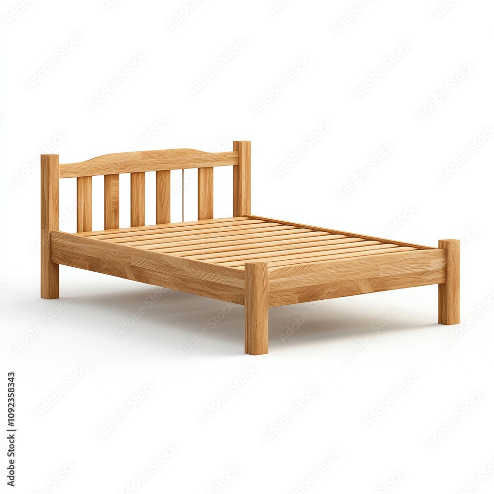 Wooden bed frame on a white isolated background. Wooden bed frame on a white isolated background.