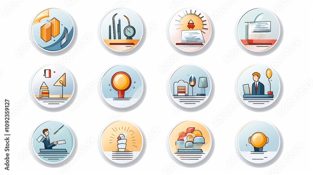 Fototapeta premium Comprehensive Icon Set for Diverse Professional Applications and Conceptual Visuals