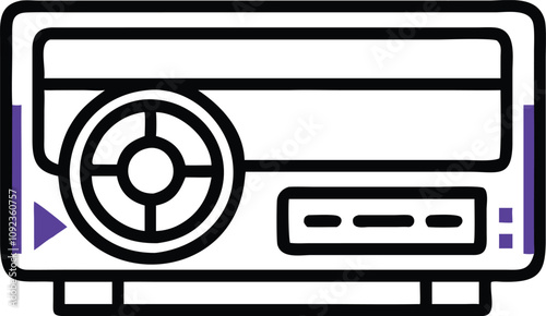 Colorful Stereo Receiver with Control Panel, Illustration of a stereo receiver featuring buttons, a display, and colorful accents, ideal for audio equipment or tech-related visuals.  
