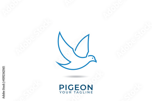 Pigeon logo, dove logo with minimalist design, dove line logo.