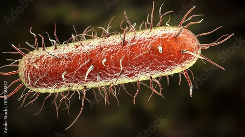 Detailed Illustration of an Escherichia coli Bacterium