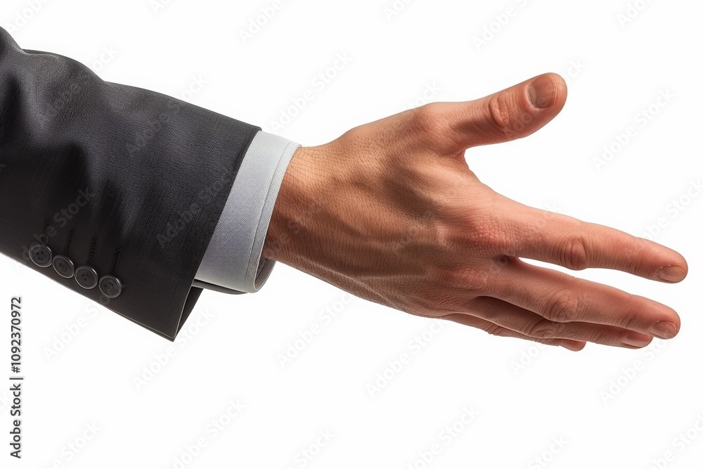 A close-up view of a hand extended for a handshake, symbolizing trust, professionalism, and a business connection, with a simple white background for emphasis. A close-up view of a hand extended for a handshake, symbolizing trust, professionalism, and a business connection, with a simple white background for emphasis.