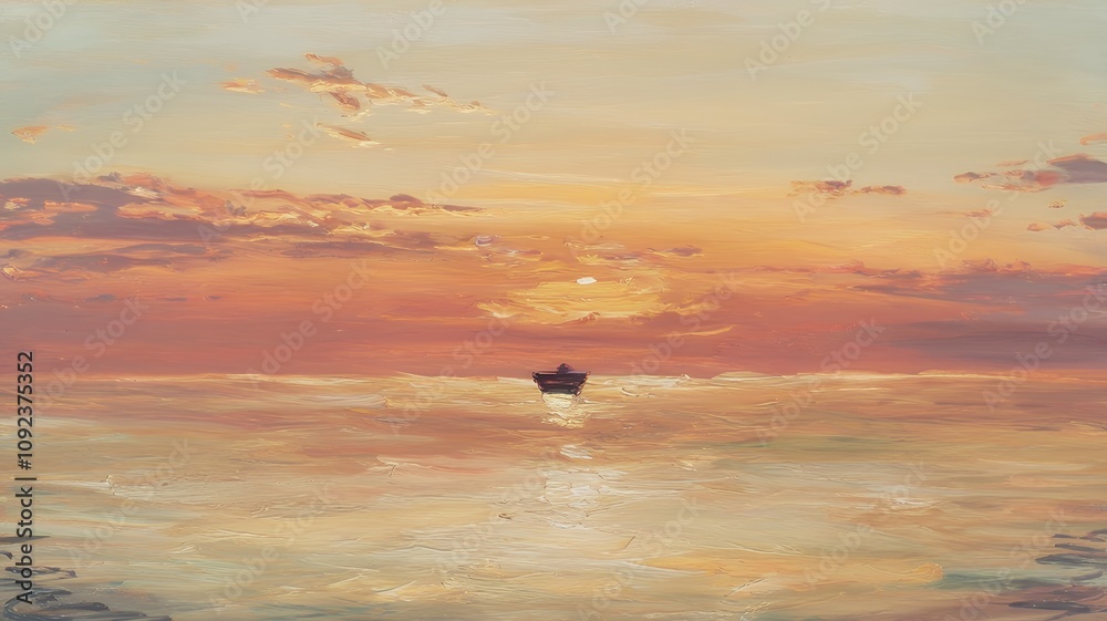 Fototapeta premium Sunset Water Color Painting, Sunrise Painting, Beautiful Sunset or Sunrise in the sky illustration.