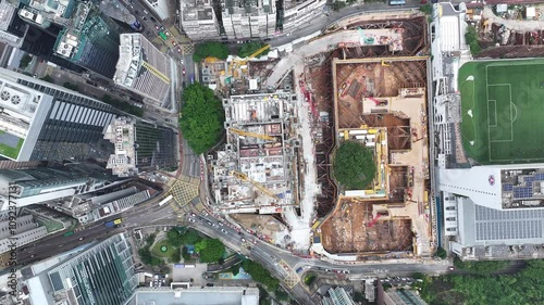 Skyview the ongoing foundation work for the large-scale development project on Carlon Road in Causeway Bay, Hong Kong, transforming the area with modern commercial buildings photo