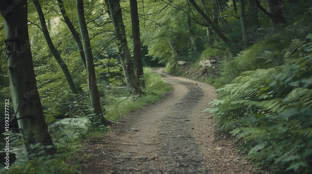 Obraz premium A scenic trail where runners practice mindful running amidst breathtaking natural scenery