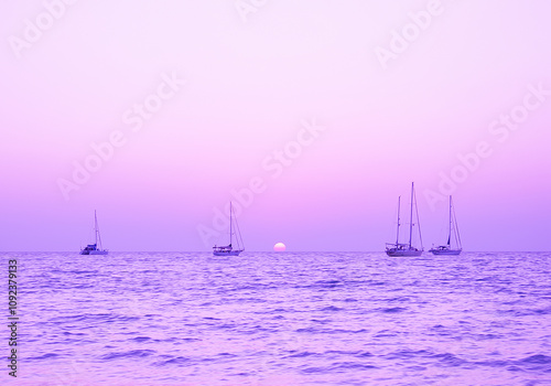 Sailboats at Nai Yang beach, Sirinath National Park, Island Phuket, Thailand. photo