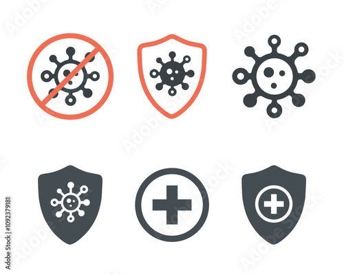 Antibacterial icon set. Flat vector illustration. White background.