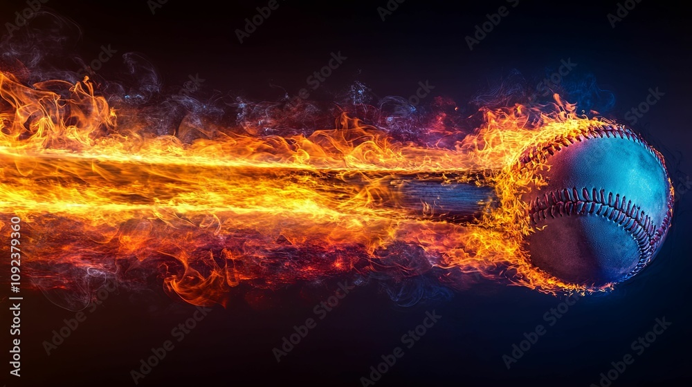 Fiery Baseball Batting A Blazing Ball Fiery Baseball Batting A Blazing Ball