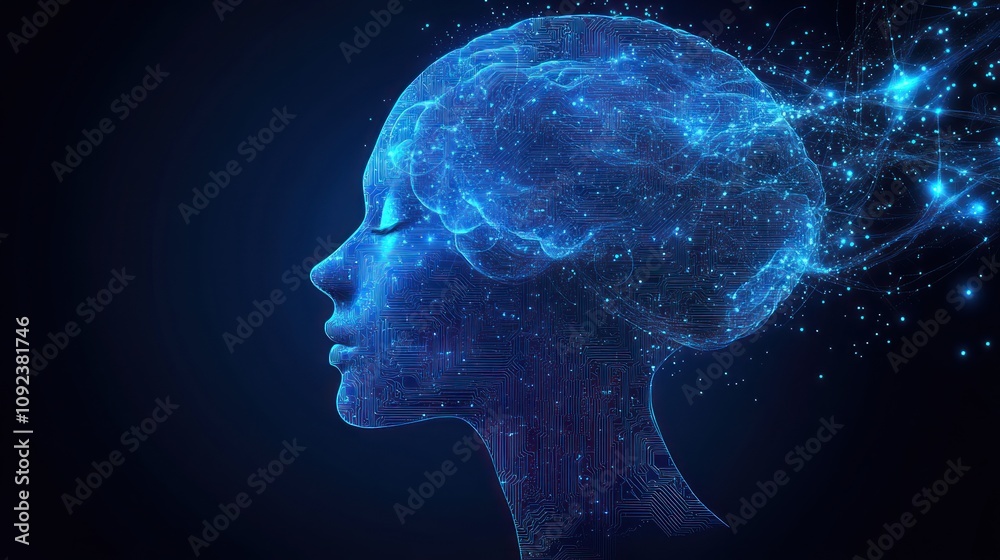 Obraz premium Digital Brain and AI Concept Connection