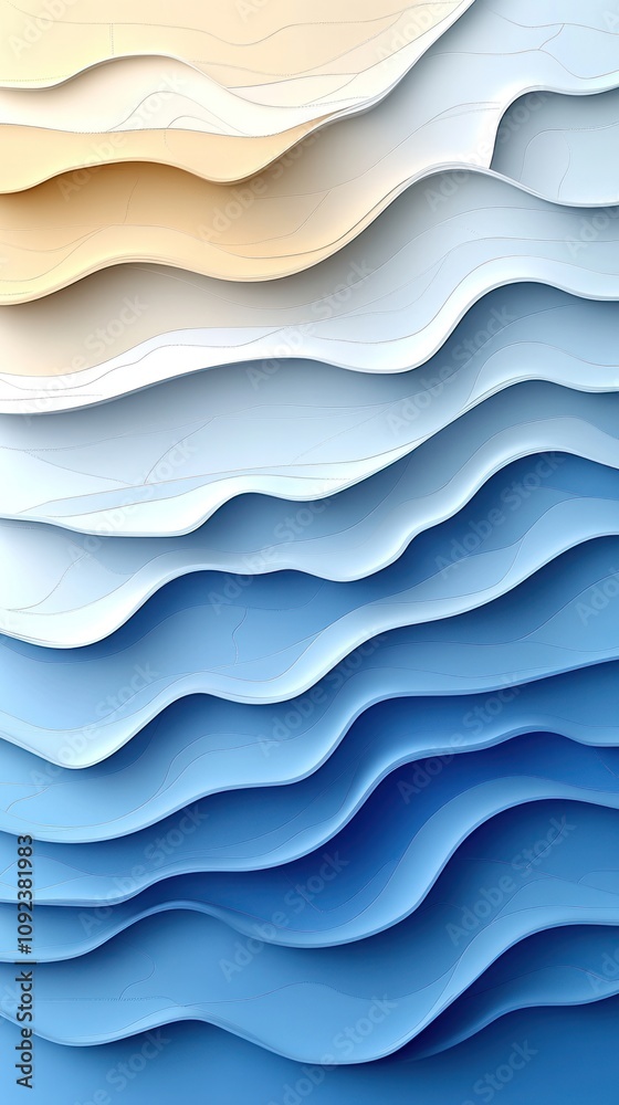 Obraz premium Abstract waves in soft colors creating depth.