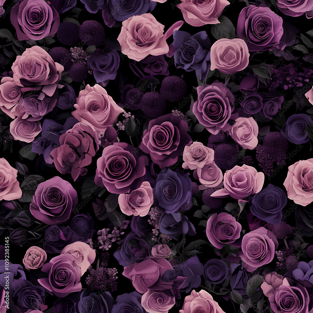 Fototapeta premium A captivating floral arrangement with roses in contrasting hues of purple and pink, high resolution