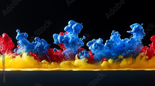 Black background a colorful explosion, Ink splatter background