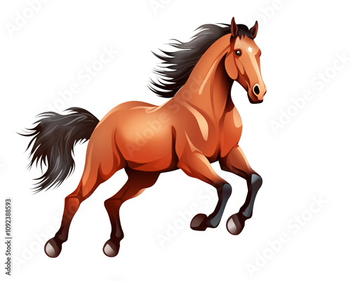 a horse running with a black tail