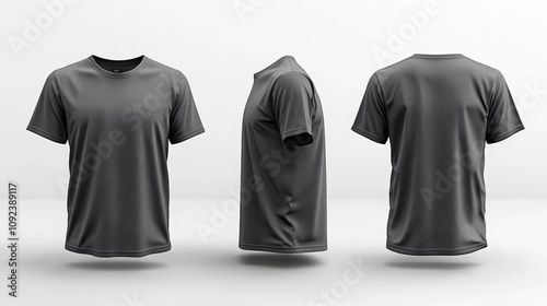 High-Neck T-Shirt Mockup in Slate Gray. Generative AI
