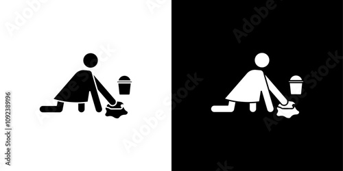 Mopping floors icon Art design illustration
