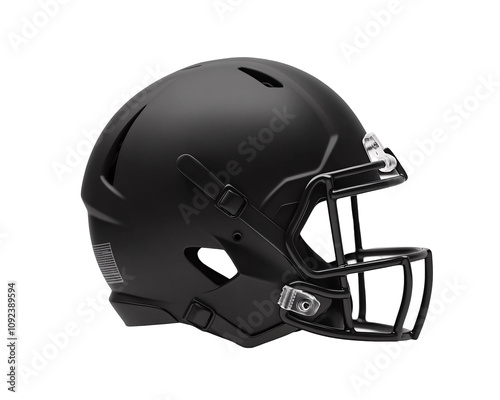 a black football helmet with a metal face guard photo