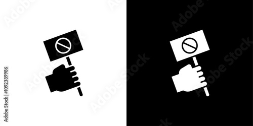 Protest banner in hand icon Art design illustration