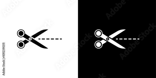Scissors trim cut icon Art design illustration