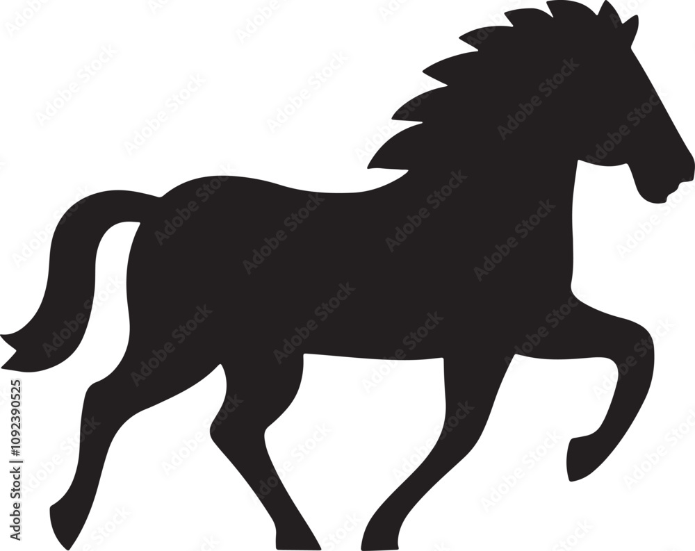 Obraz premium Simple black silhouette of a horse icon vector art illustration isolate on white background