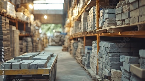 Warehouse Storage of Gray Concrete Bricks and Tiles photo