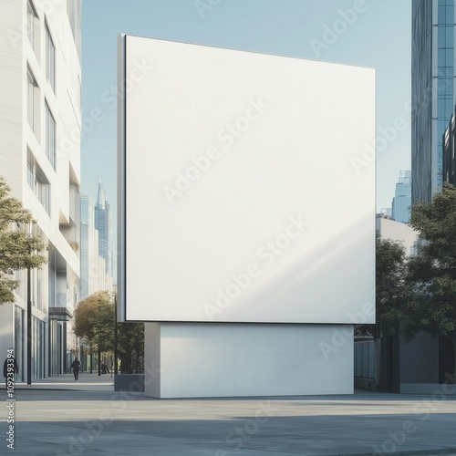 Blank Advertising Billboard in a European City Square