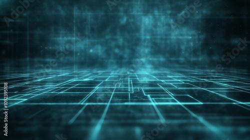 Wallpaper Mural A digital landscape featuring a grid of glowing lines, suggesting a futuristic technology environment. Torontodigital.ca