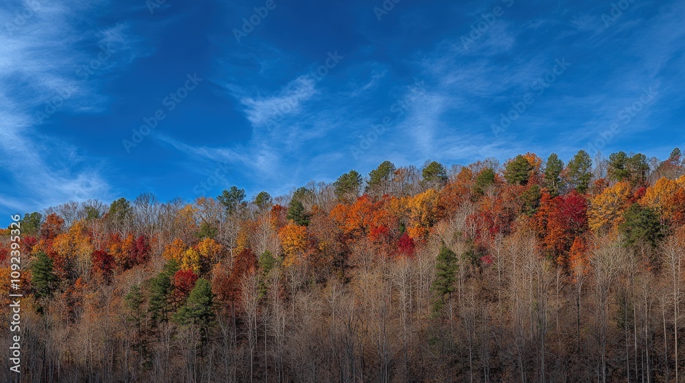 Autumnal Forest Canopy Under a Blue Sky
