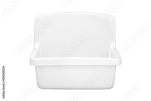 Front view of white square sink on white background