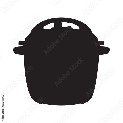 Electric Pressure Cooker Silhouette Vector Illustration