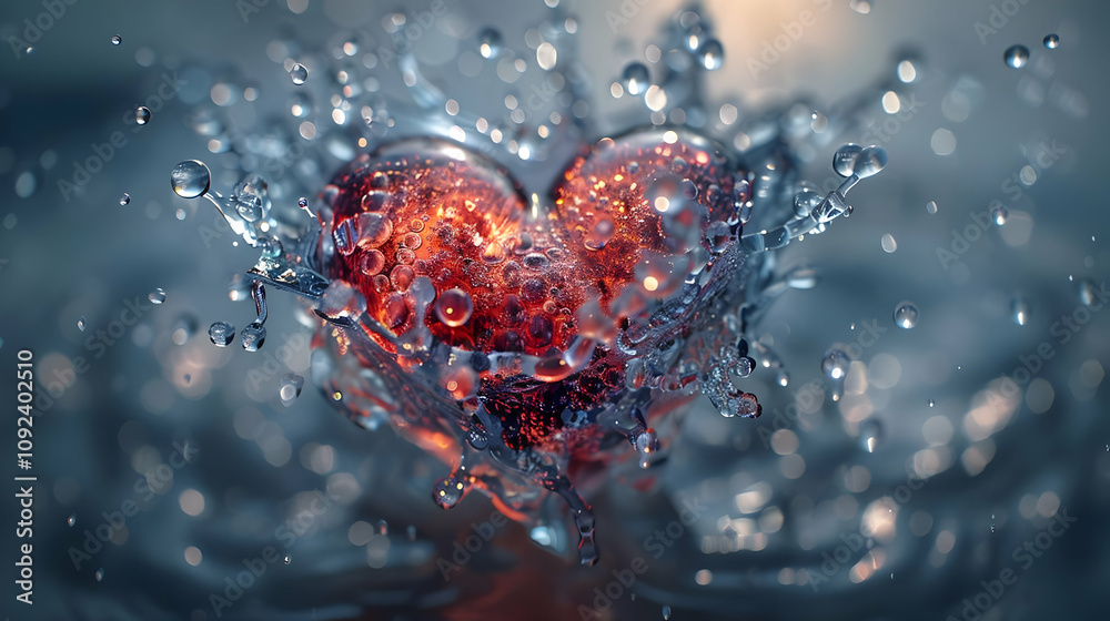 3D Heart Water Splash Illustration 3D Heart Water Splash Illustration