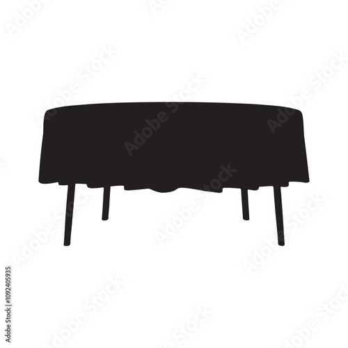Round Table cloth Silhouette Vector Illustration