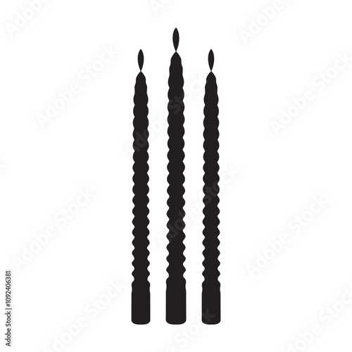 Spiral Taper Candles Silhouette Vector Illustration