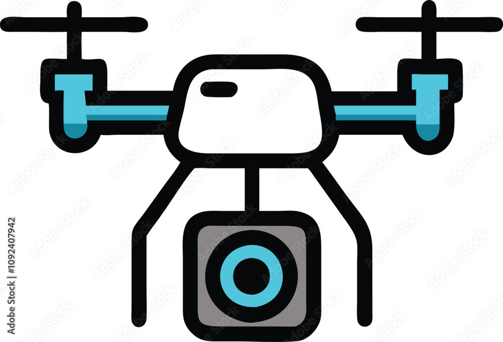 Drone with Camera Icon, Colorful line art illustration of a drone equipped with a camera, symbolizing aerial photography, videography, and modern technology.
Drone with Camera Icon, Colorful line art illustration of a drone equipped with a camera, symbolizing aerial photography, videography, and modern technology.