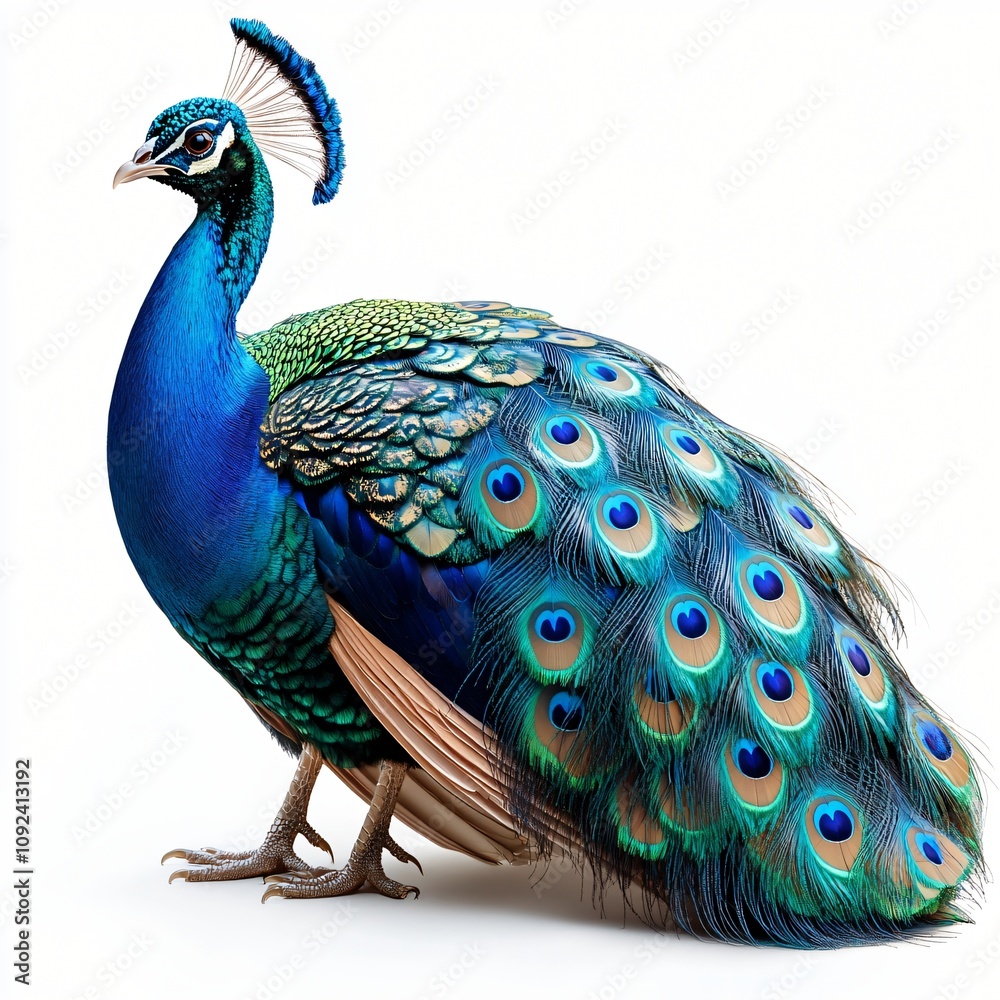 Obraz premium Majestic Indian Peacock Bird Vibrant Feathers Wildlife