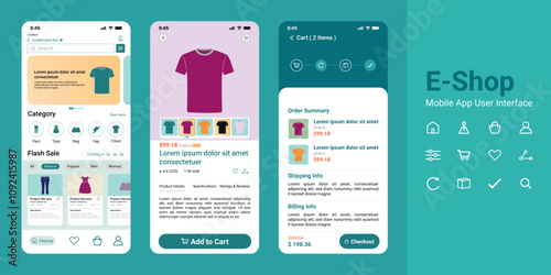 Ecommerce app user interface for android and ios.