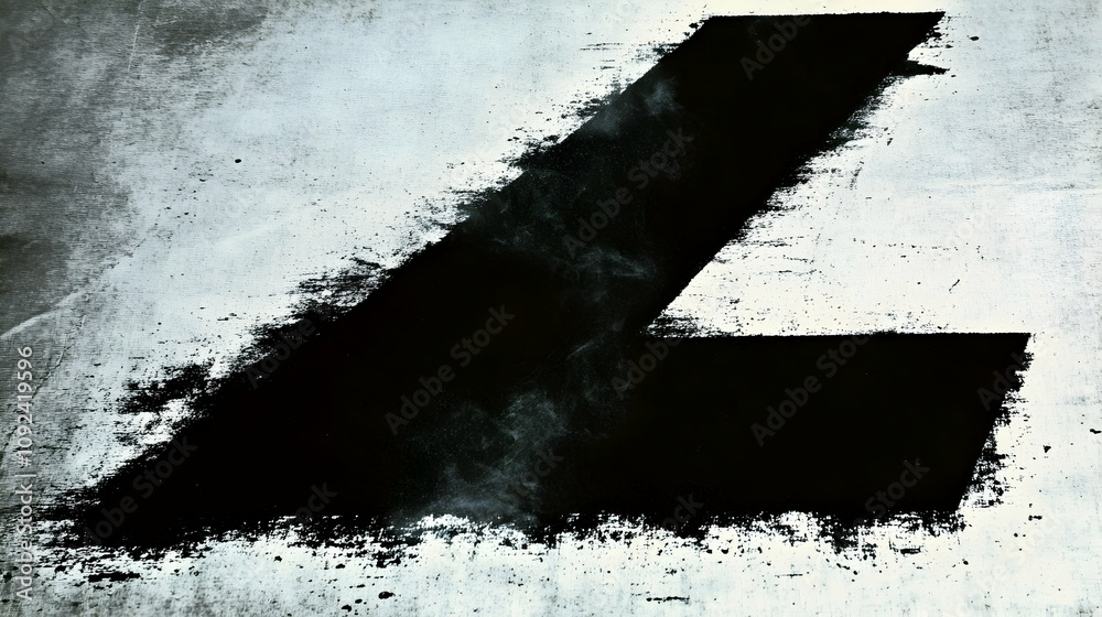 Obraz premium Abstract Black and White Painted Z-Shaped Mark on Textured Canvas Background