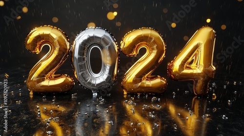 Luxurious 2024 Balloons for Celebrations and Events - made with Generative AI photo