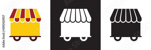 Street market icon. isolated on white and black background. vector illustration. EPS 10