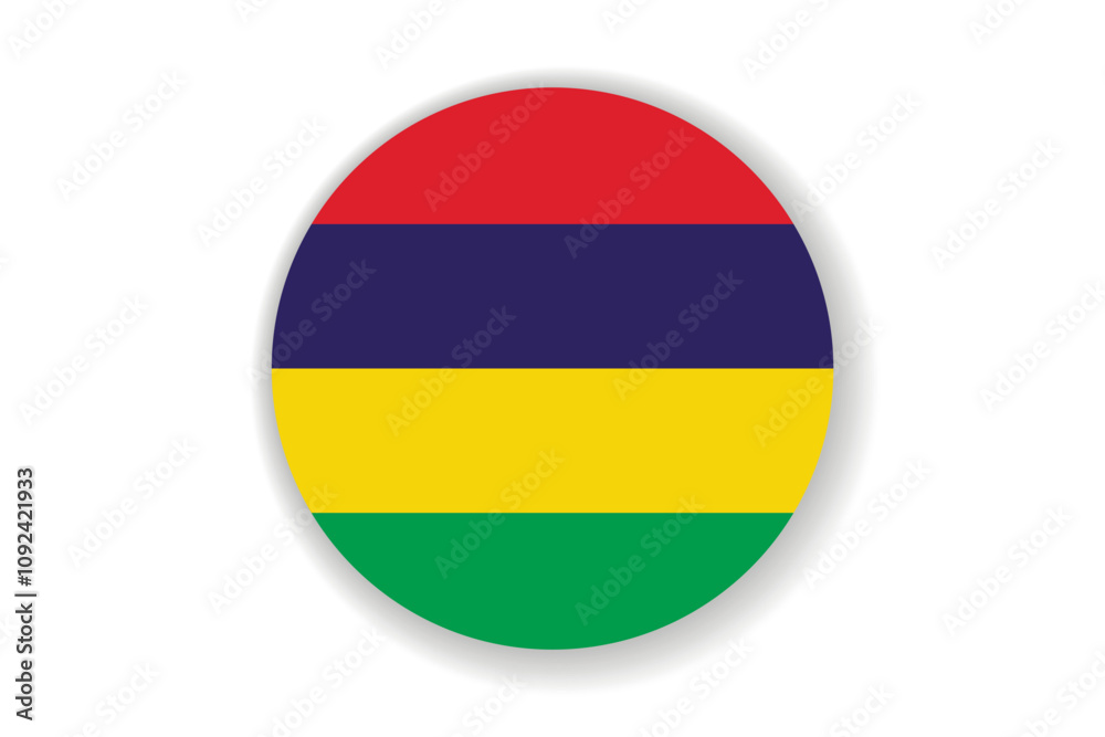 Flag of Mauritius. Mauritian national symbol in official colors. Template icon. Abstract vector background. Round glass light ball, 3D big bubble, sphere. Flag of Mauritius. Mauritian national symbol in official colors. Template icon. Abstract vector background. Round glass light ball, 3D big bubble, sphere.