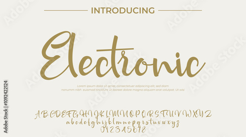 Electronic Font Stylish brush painted an uppercase vector letters, alphabet, typeface