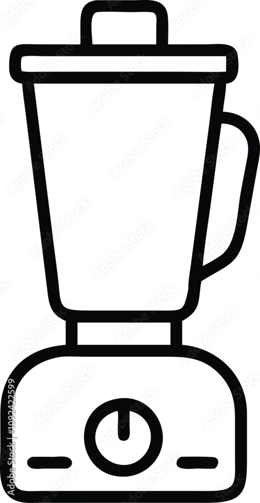 Minimalist Blender Outline Icon, Black and white outline icon of a blender with a handle and dial, perfect for kitchen, appliances, and food preparation themes.
Minimalist Blender Outline Icon, Black and white outline icon of a blender with a handle and dial, perfect for kitchen, appliances, and food preparation themes.