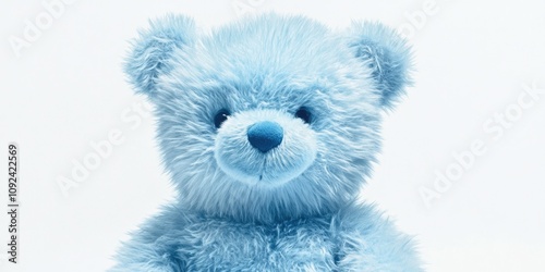 Stuffed Blue Bear with White Fur on Surface