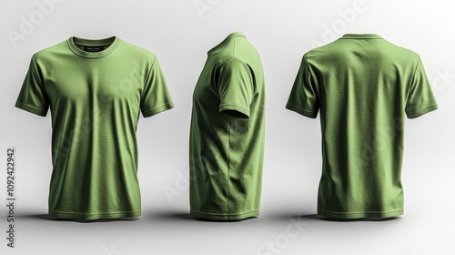 Henley 3D Render Mockup T-Shirt in Lime Green. Generative AI photo