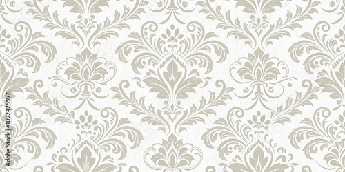 Damask seamless wallpaper background, elegant damask pattern, refined design, sophisticated atmosphere, ornate decorations, luxurious fabric texture