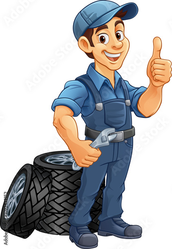 A tyre or tire cartoon car ...