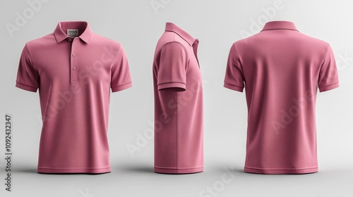 3D Render Polo Pink T-Shirt Mockup. Generative AI
